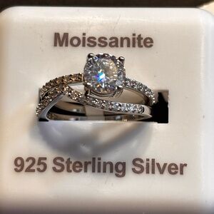 Moissanite Sterling Silver Wedding Rings